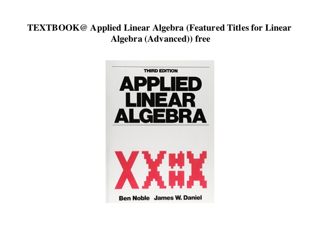 applied linear algebra ben noble and james w. daniel pdf